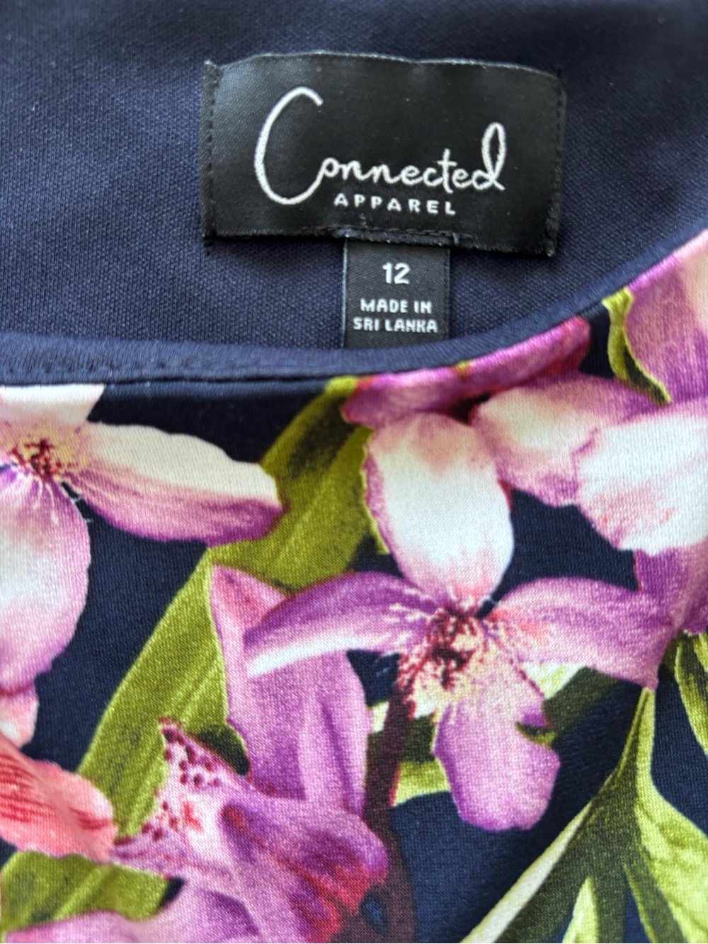 connected apparel Navy Floral Twist-Front Midi Dress - Picture 4 of 4